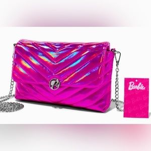 NWT Barbie Pink Holographic Quilted Crossbody Bag Purse